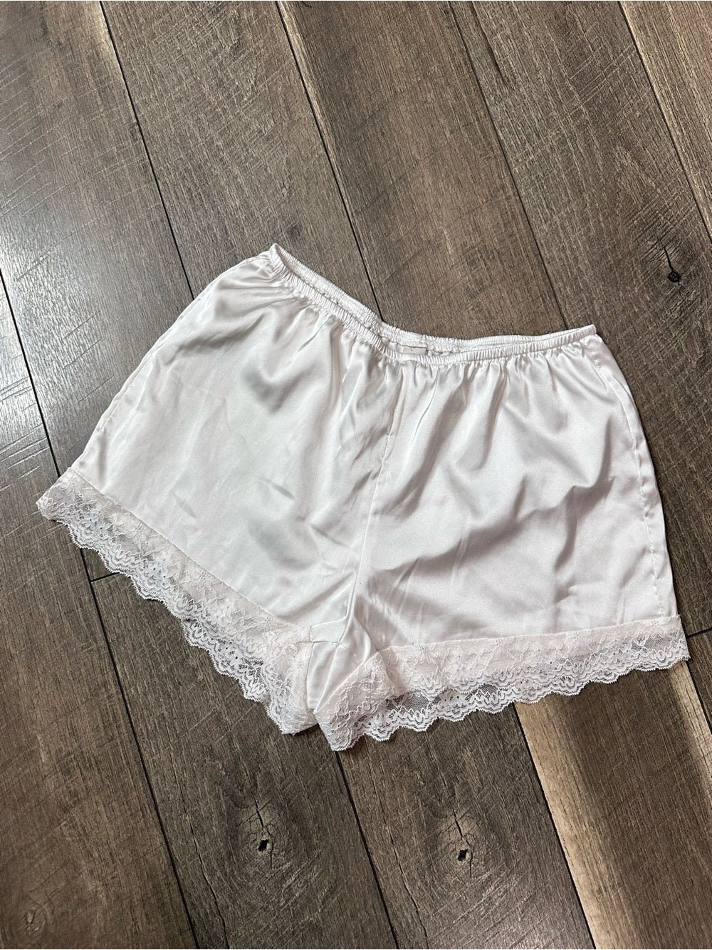 Musera Elastic Waist Satin Lace Shorts
