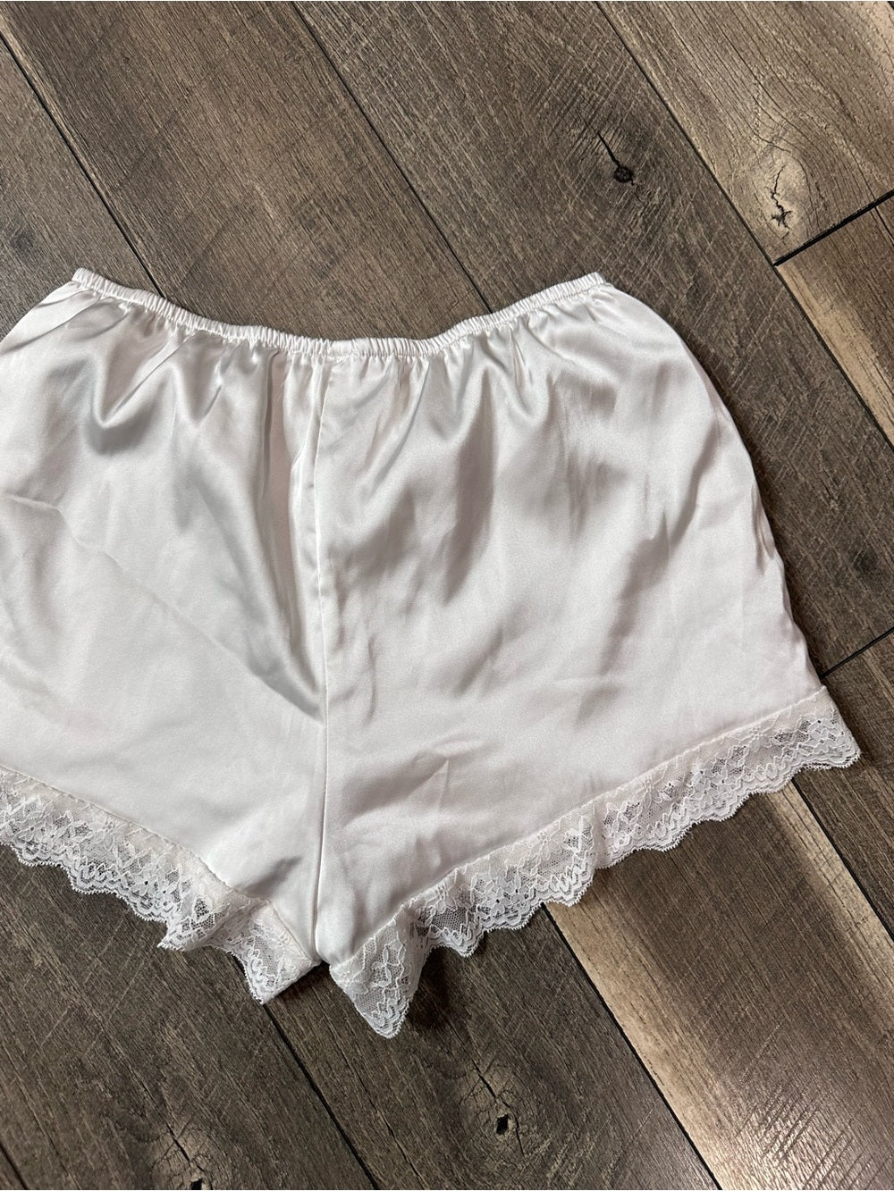 Musera Elastic Waist Satin Lace Shorts