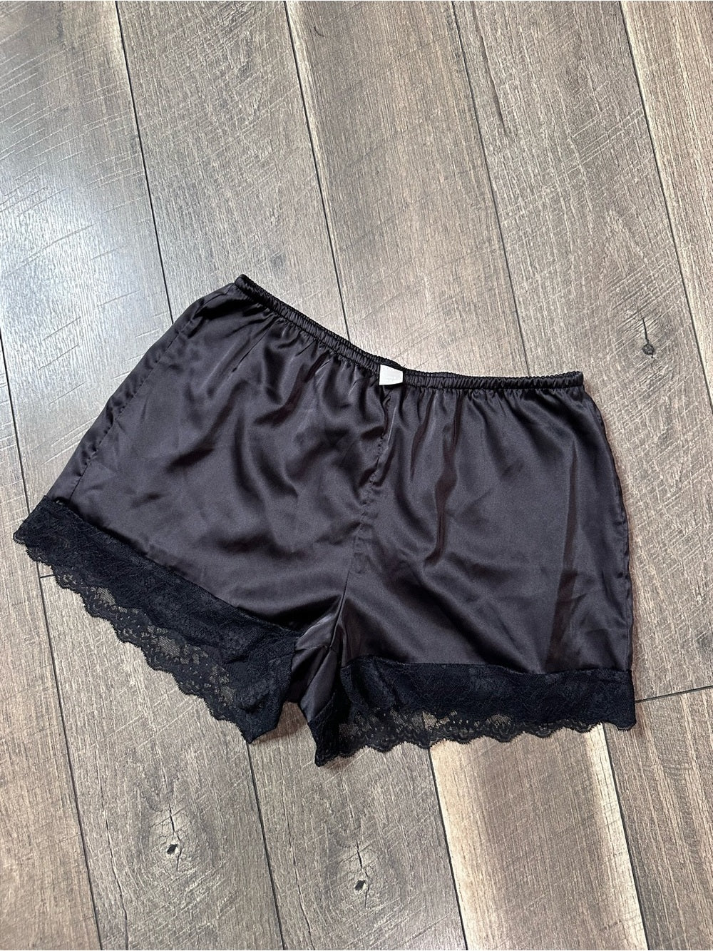 Musera Elastic Waist Satin Lace Shorts