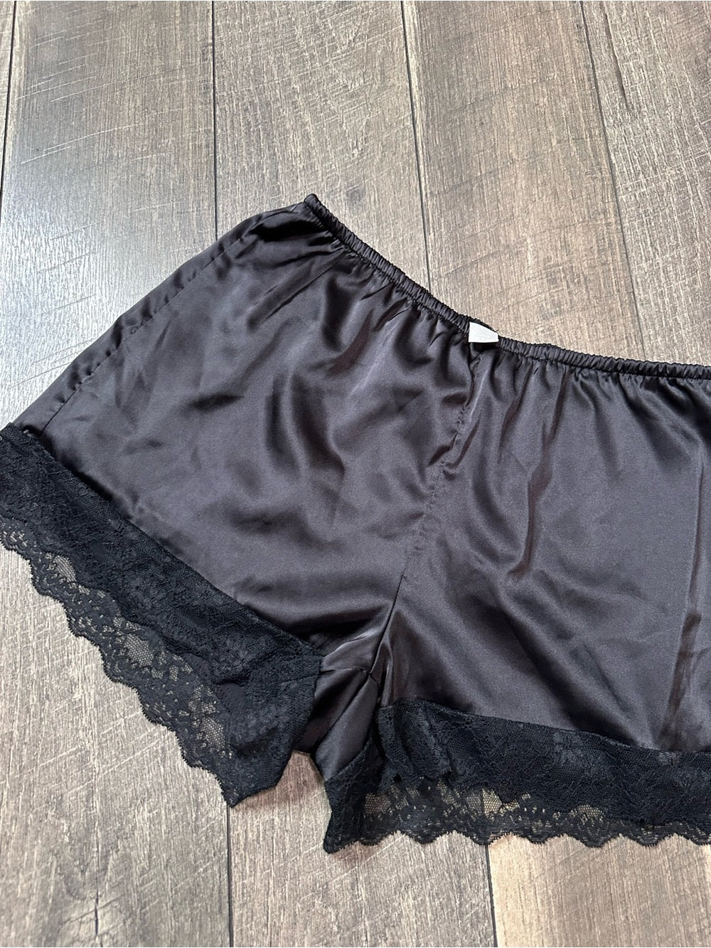 Musera Elastic Waist Satin Lace Shorts