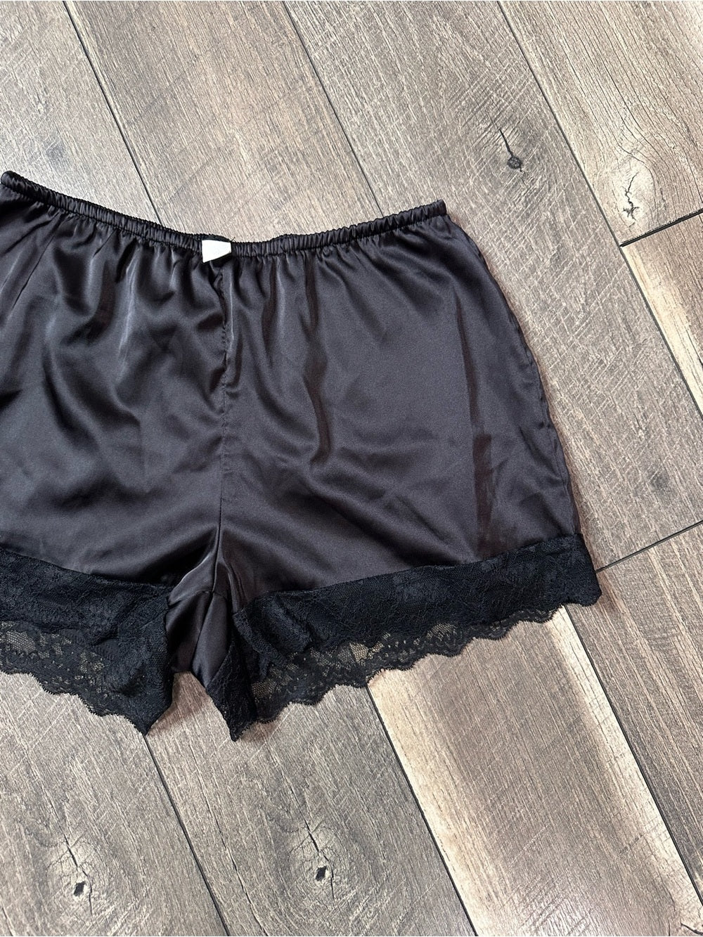 Musera Elastic Waist Satin Lace Shorts
