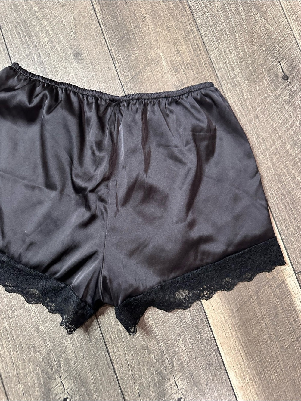 Musera Elastic Waist Satin Lace Shorts