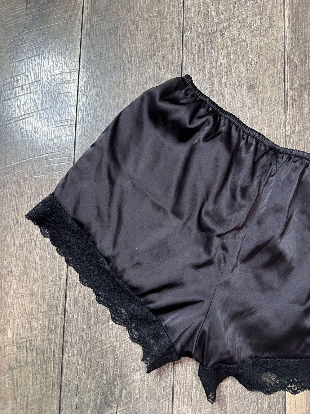 Musera Elastic Waist Satin Lace Shorts
