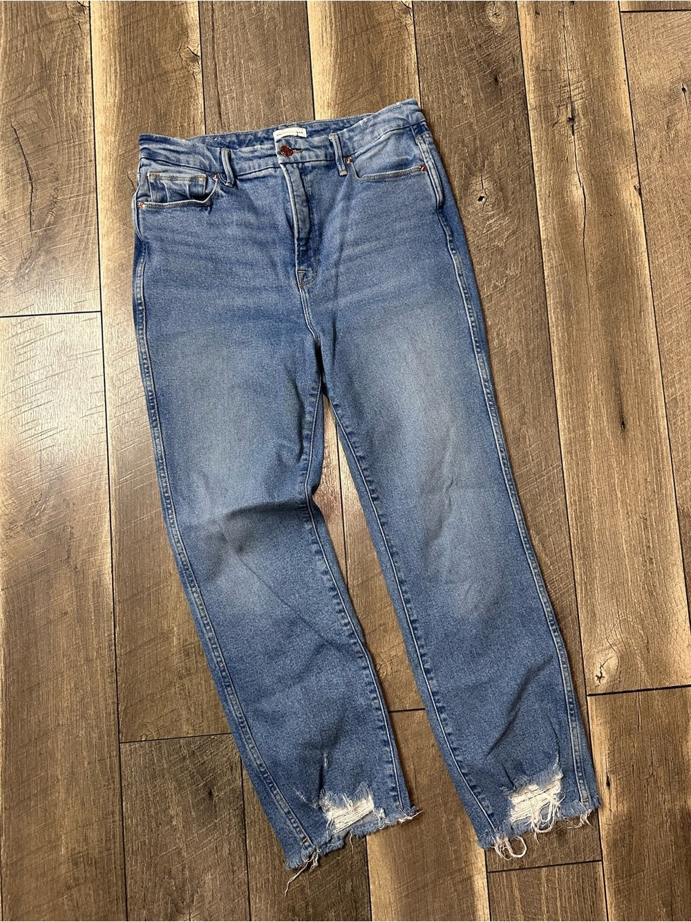 Good American Hi Rise Straight Leg Jeans