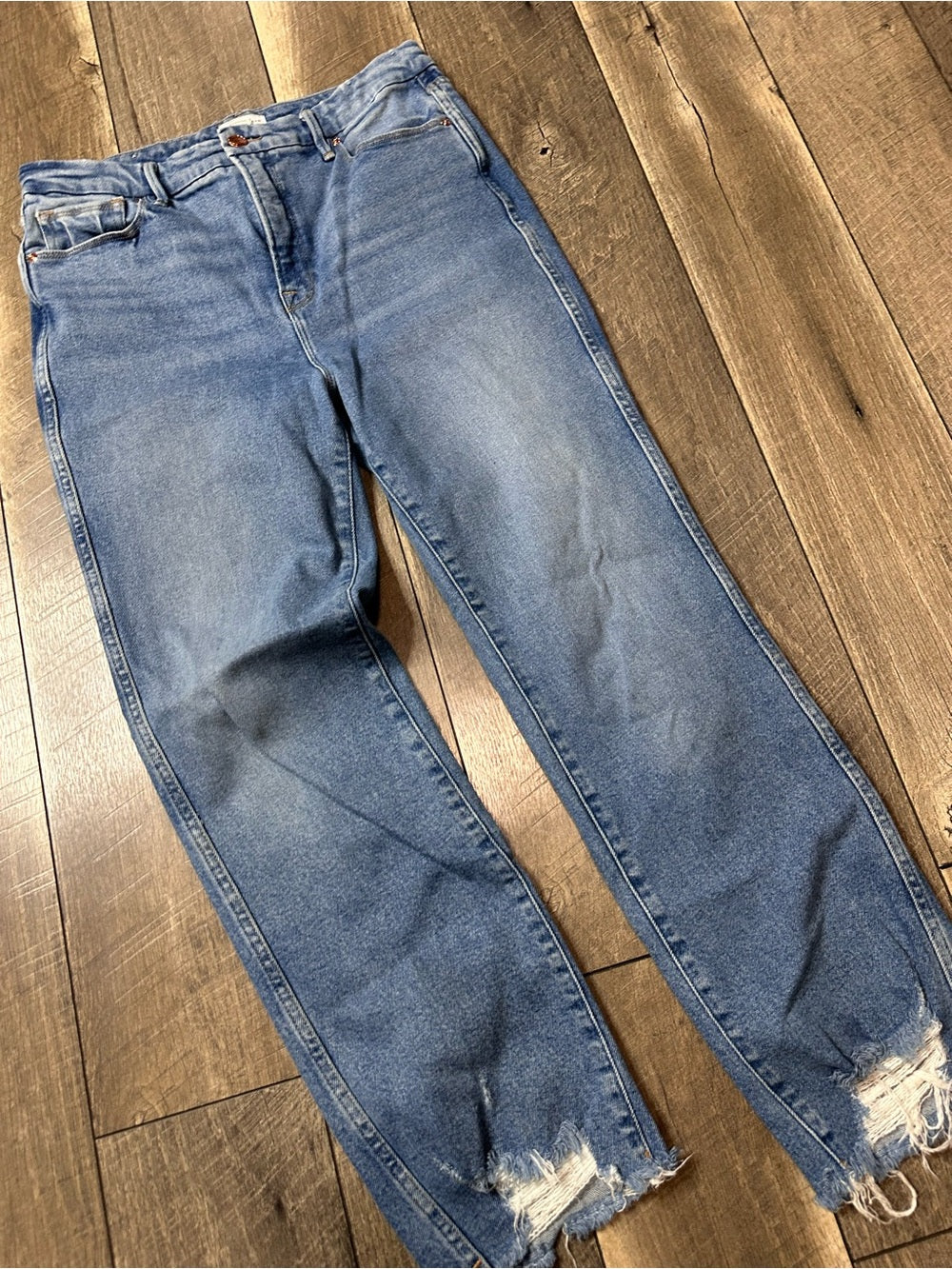 Good American Hi Rise Straight Leg Jeans