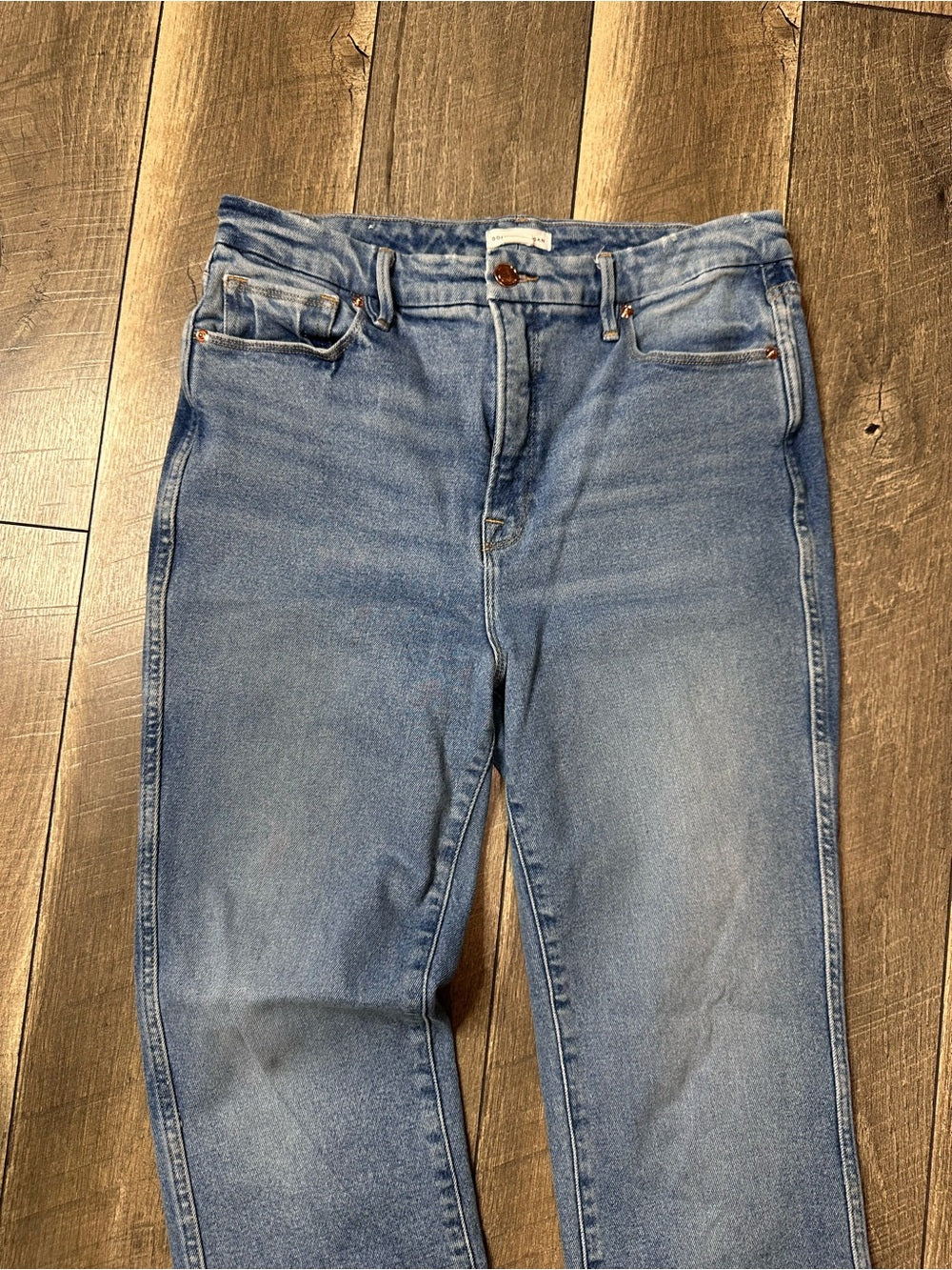 Good American Hi Rise Straight Leg Jeans