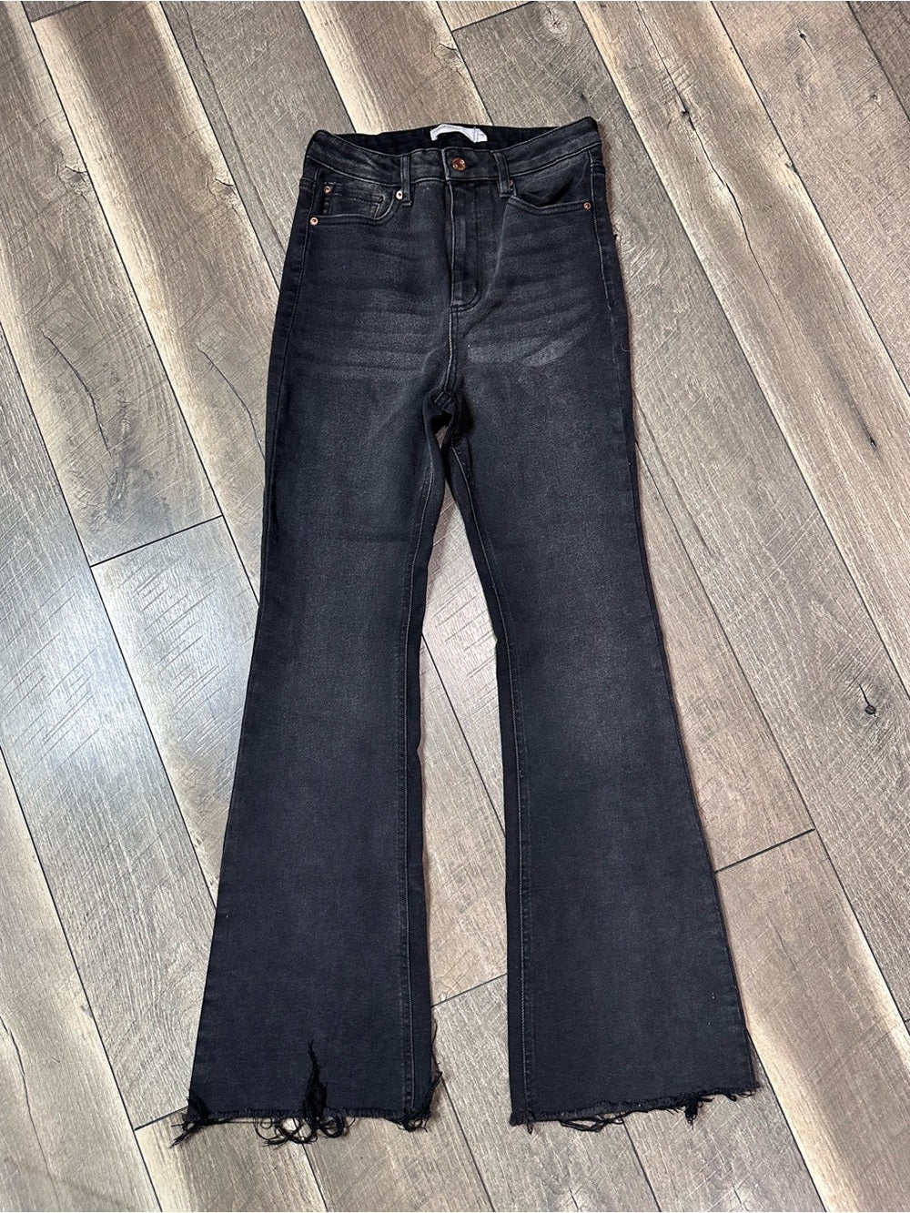 Garage Denim Hi Rise Black Soft & Stretchy Flare Jeans