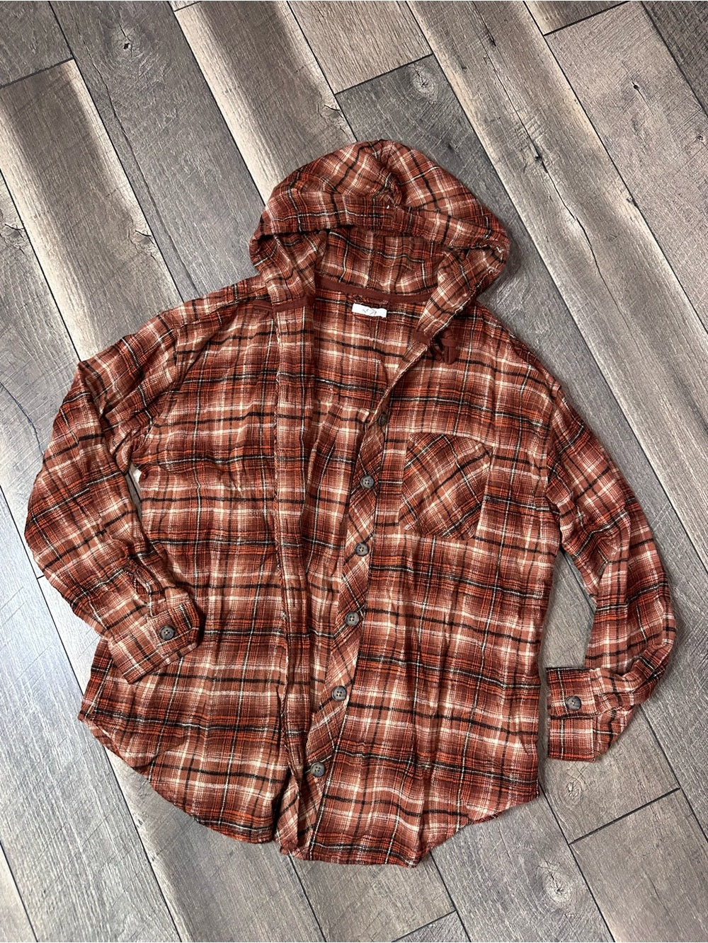 Maurice’s Plaid Hooded Button Down