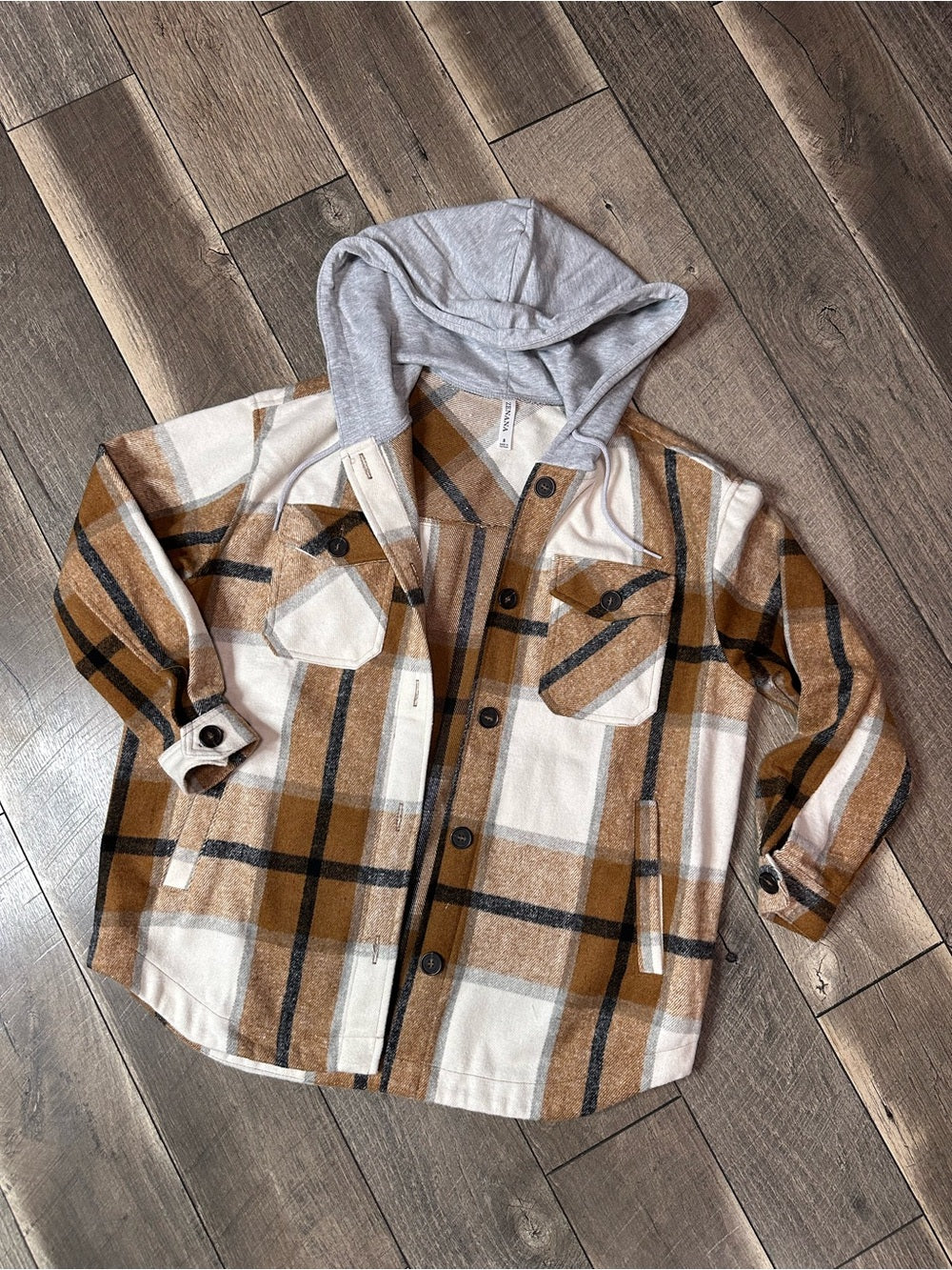 Zenana Hooded Button Down Shacket
