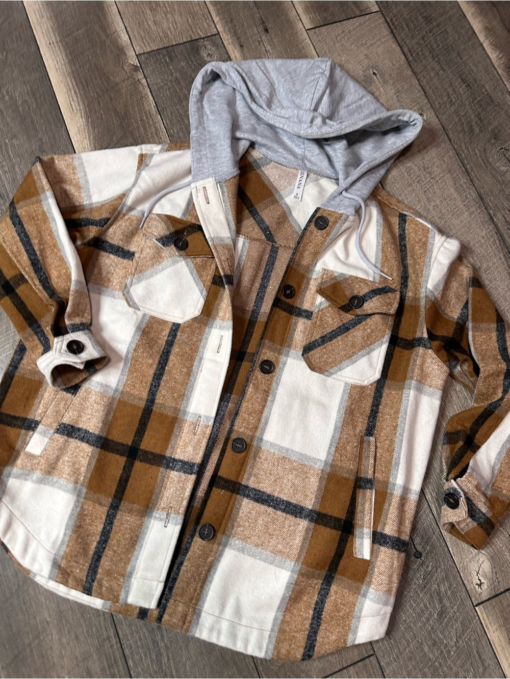 Zenana Hooded Button Down Shacket