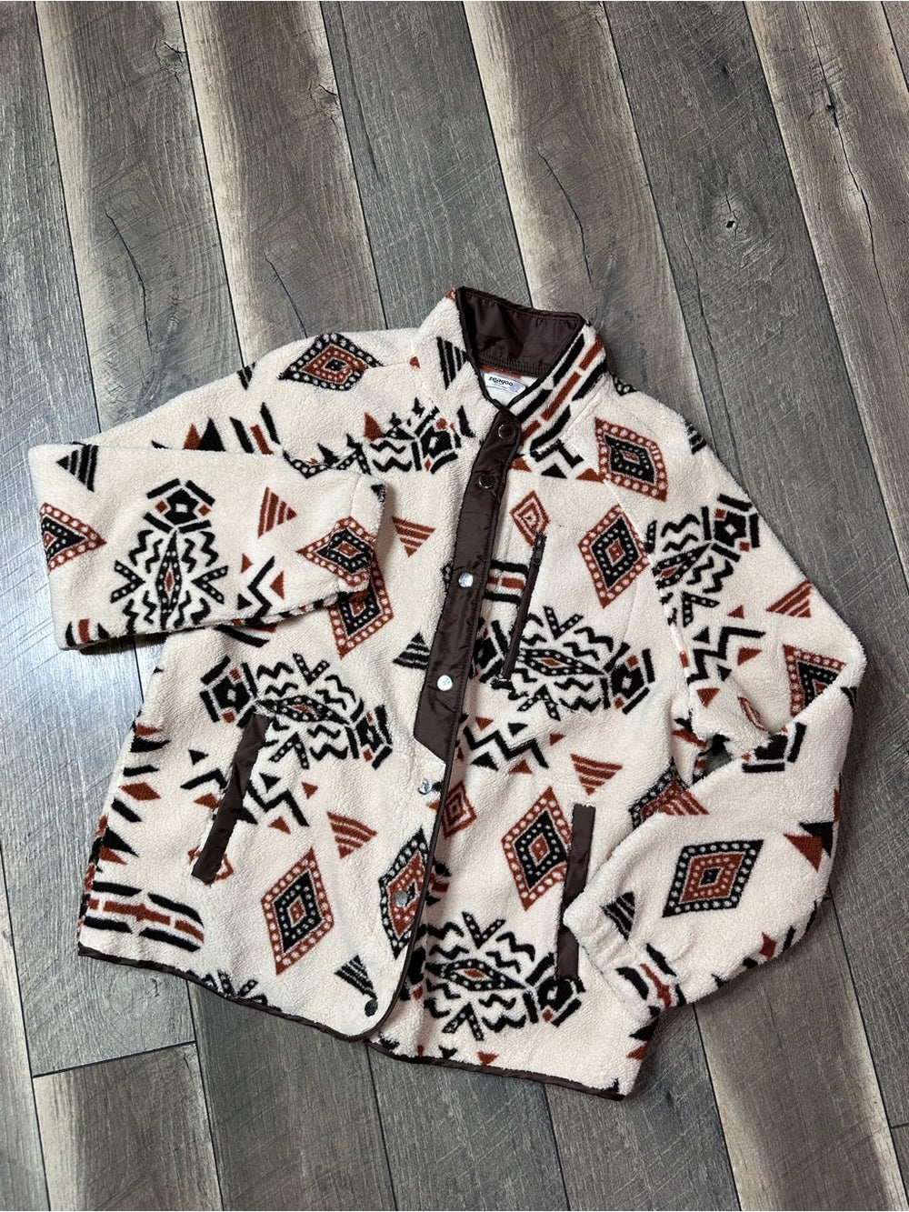 Zeagoo Aztec Sherpa Button Down Jacket