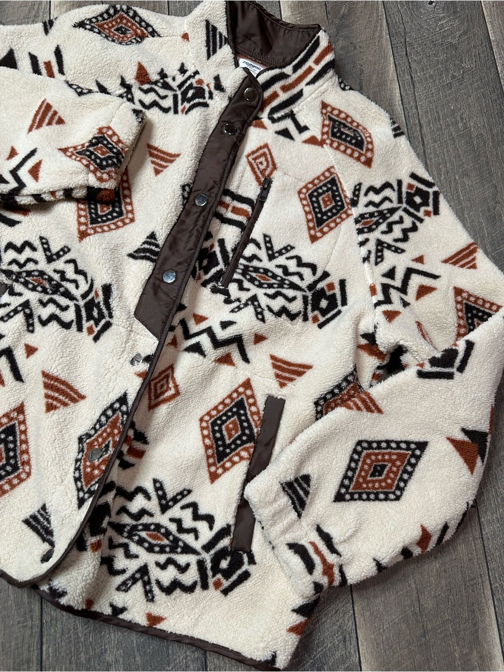 Zeagoo Aztec Sherpa Button Down Jacket