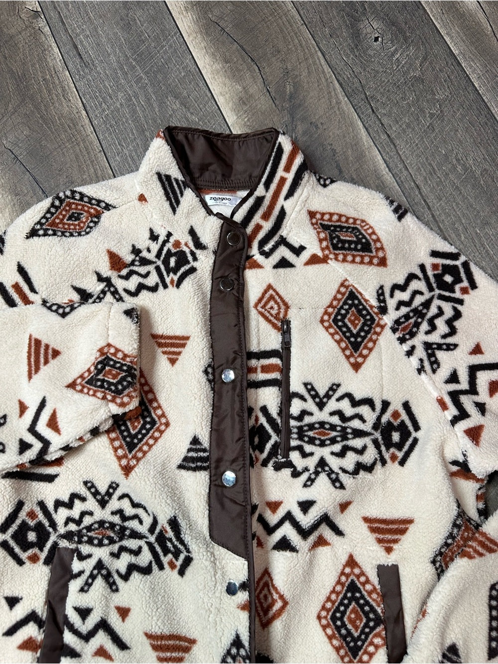 Zeagoo Aztec Sherpa Button Down Jacket
