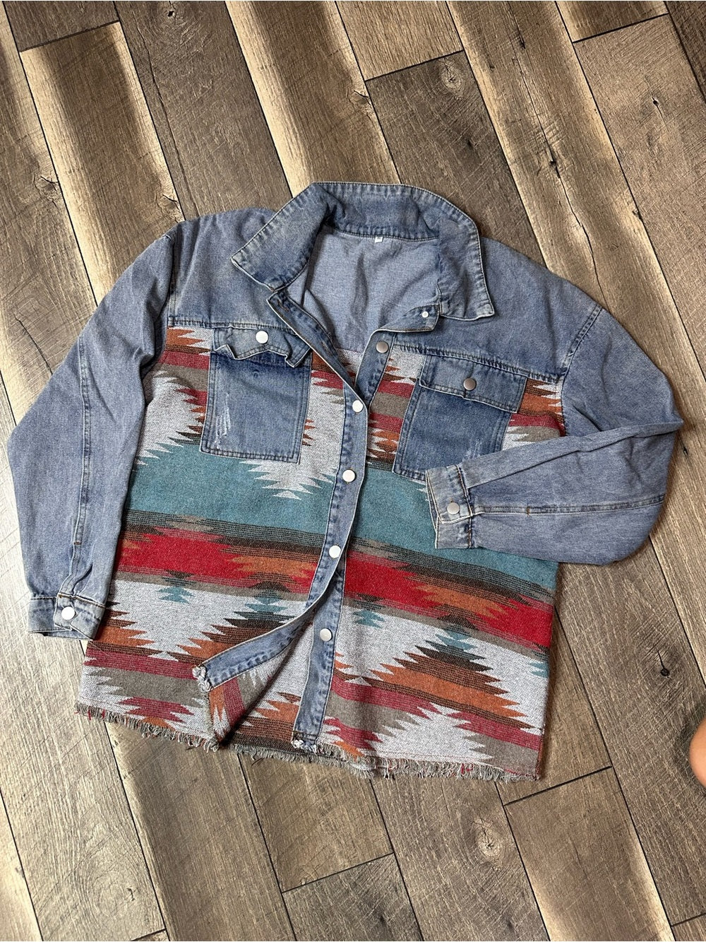 Unbranded Aztec Denim Button Down Jacket