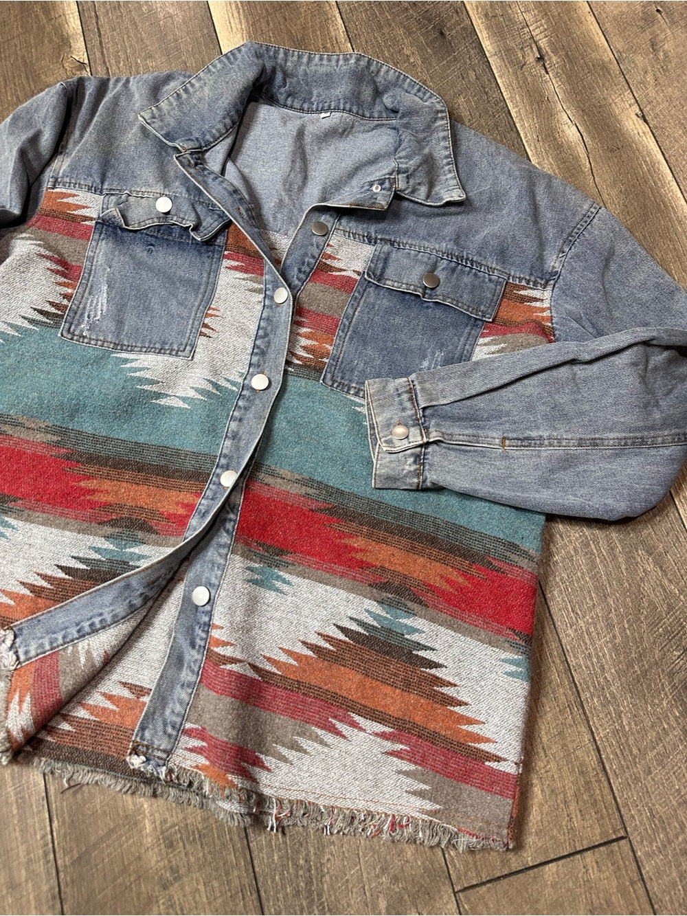 Unbranded Aztec Denim Button Down Jacket