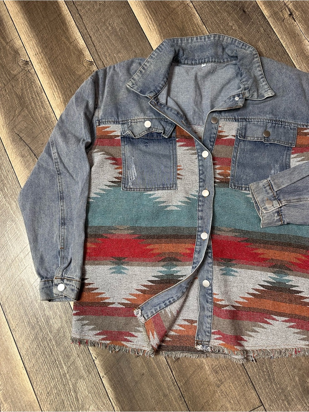 Unbranded Aztec Denim Button Down Jacket