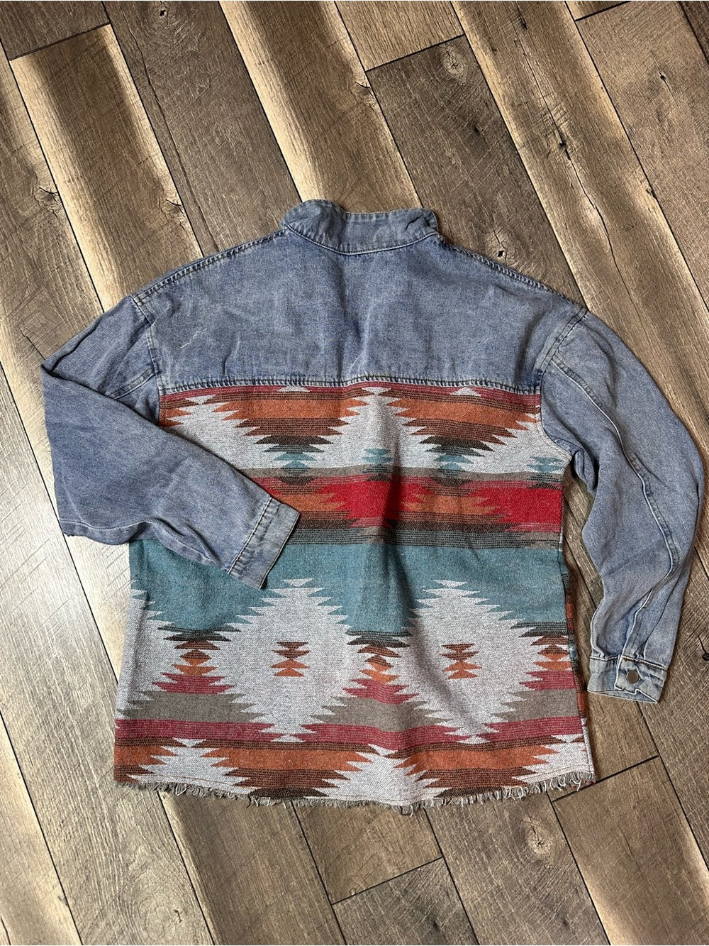 Unbranded Aztec Denim Button Down Jacket