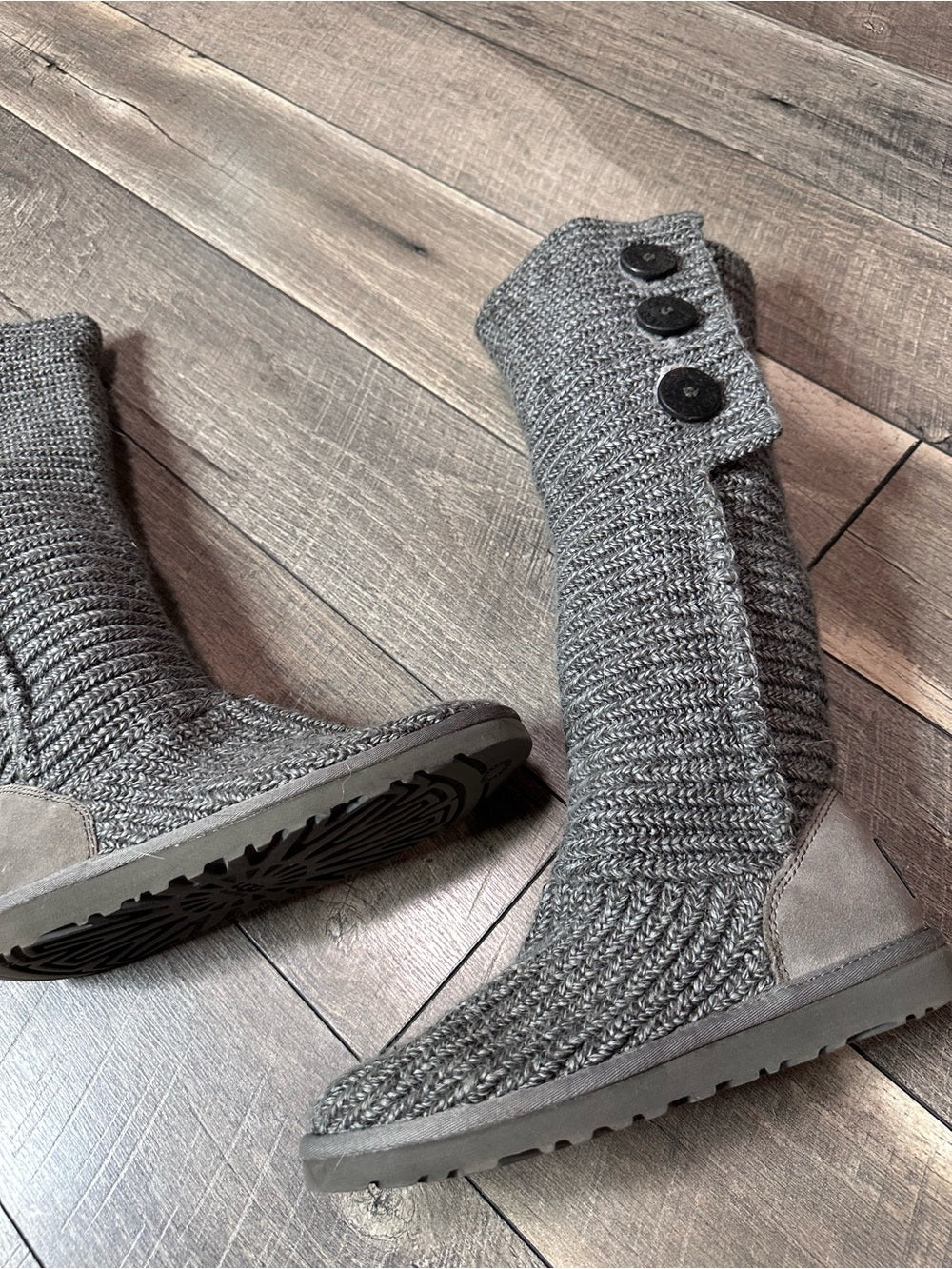 UGG Australia Grey Sweater Button Down Boots
