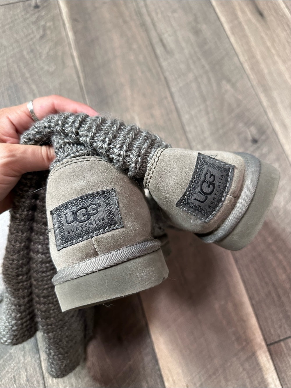 UGG Australia Grey Sweater Button Down Boots