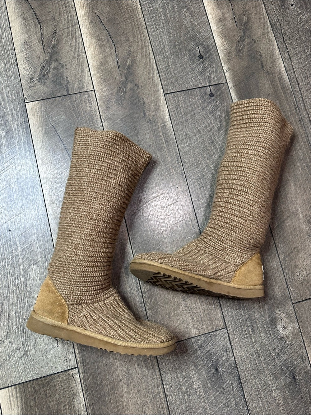 UGG Australia Tan Sweater Button Down Boots