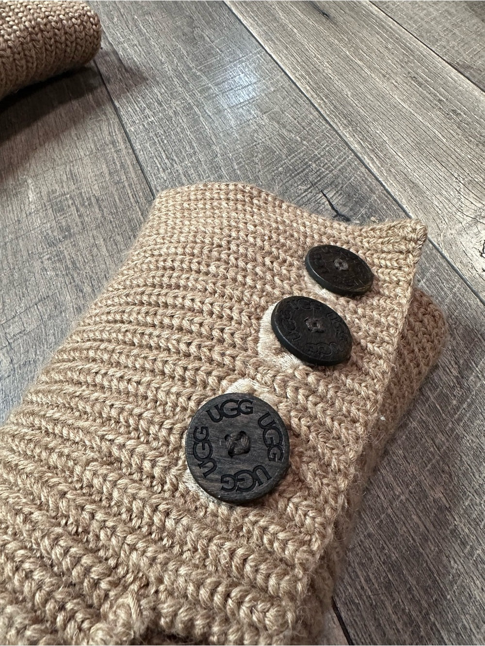 UGG Australia Tan Sweater Button Down Boots