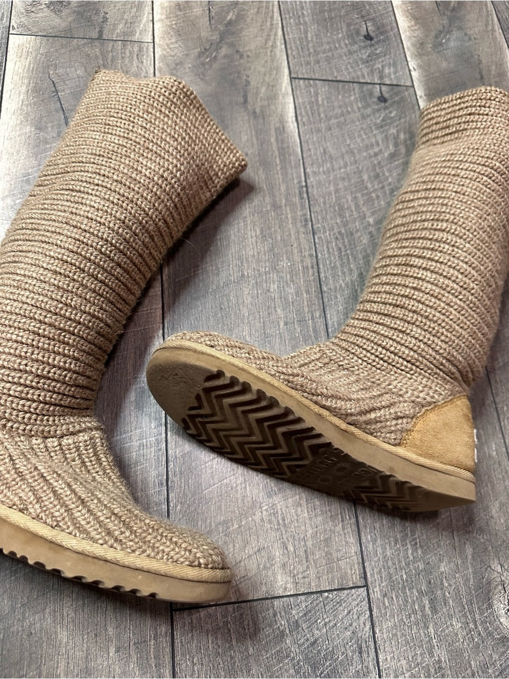 UGG Australia Tan Sweater Button Down Boots