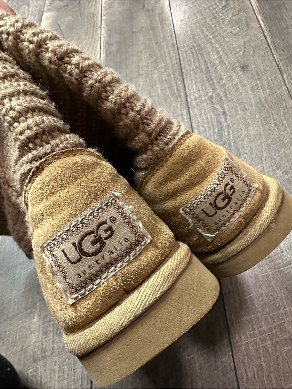 UGG Australia Tan Sweater Button Down Boots