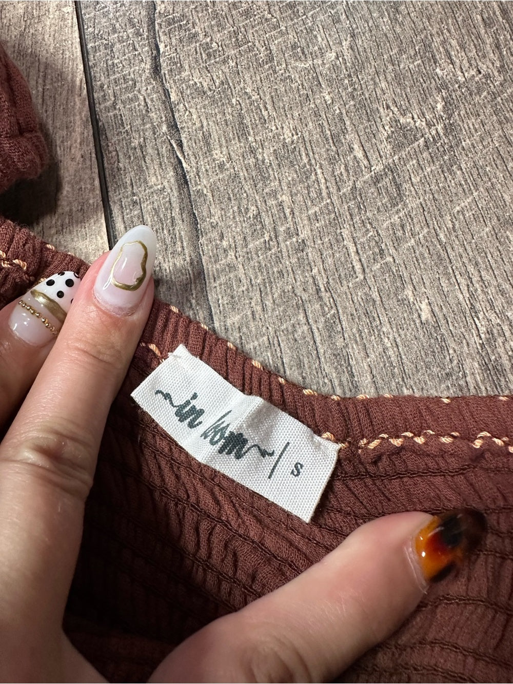 In Loom Brown Gauze Smocked Maxi Dress