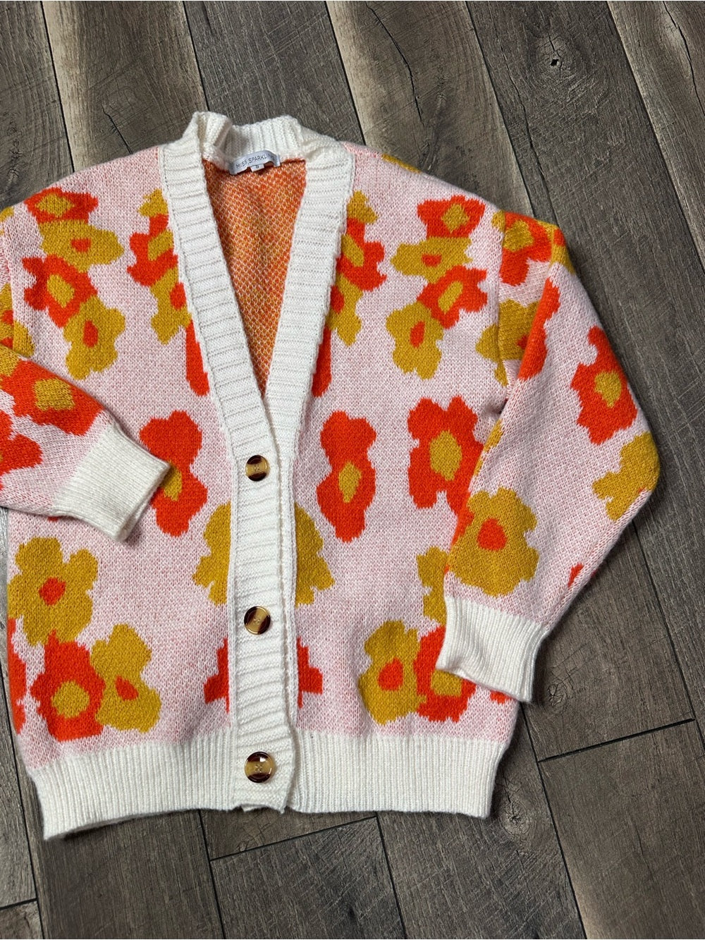 Miss Sparkling Floral Button Down Sweater