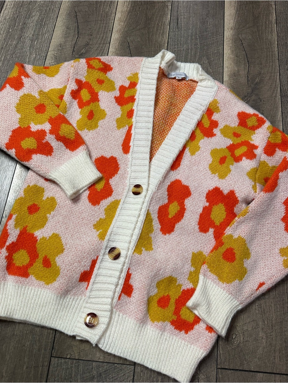 Miss Sparkling Floral Button Down Sweater