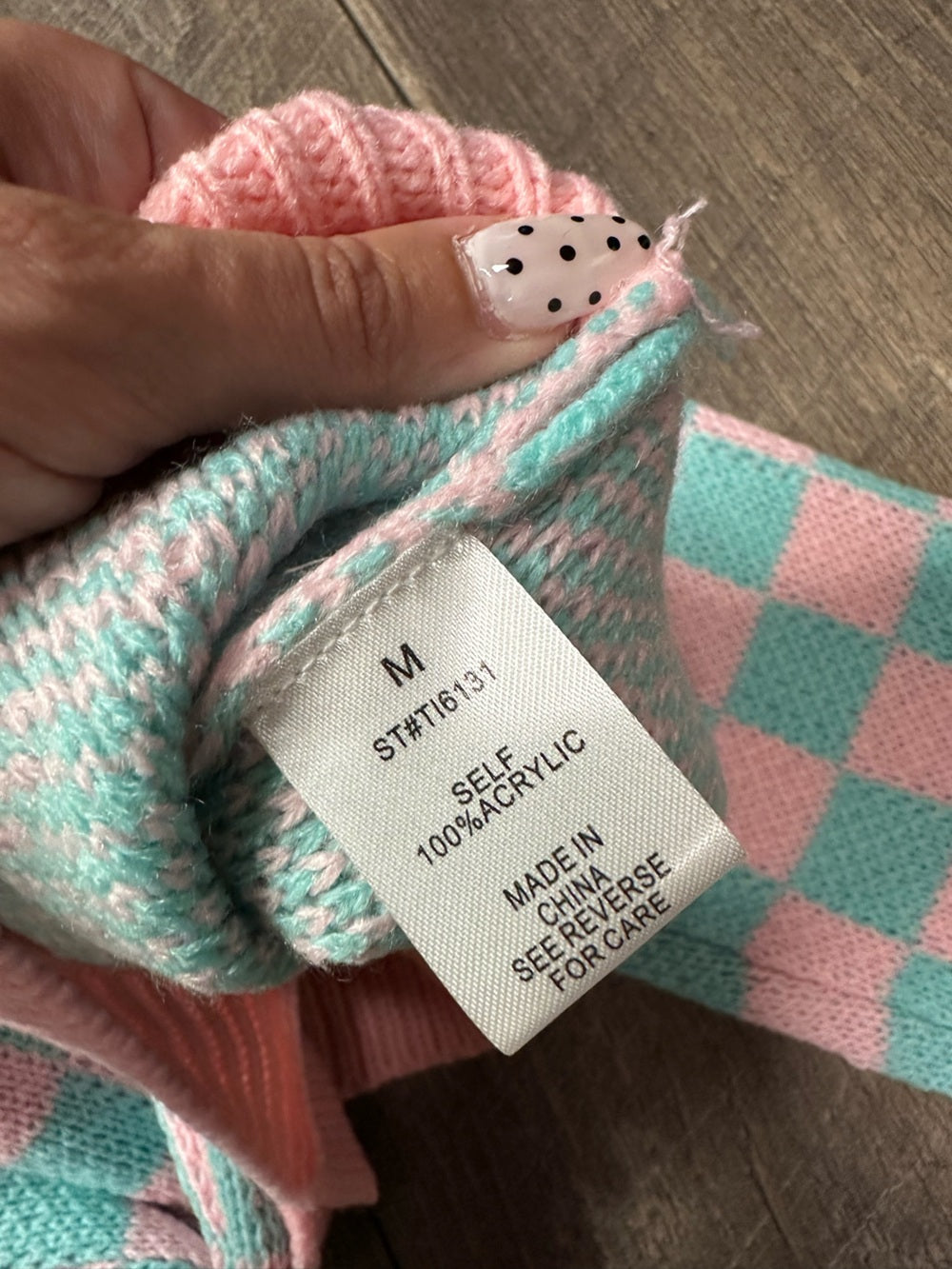 Better Be Crop Cotton Candy Checkered Sweater