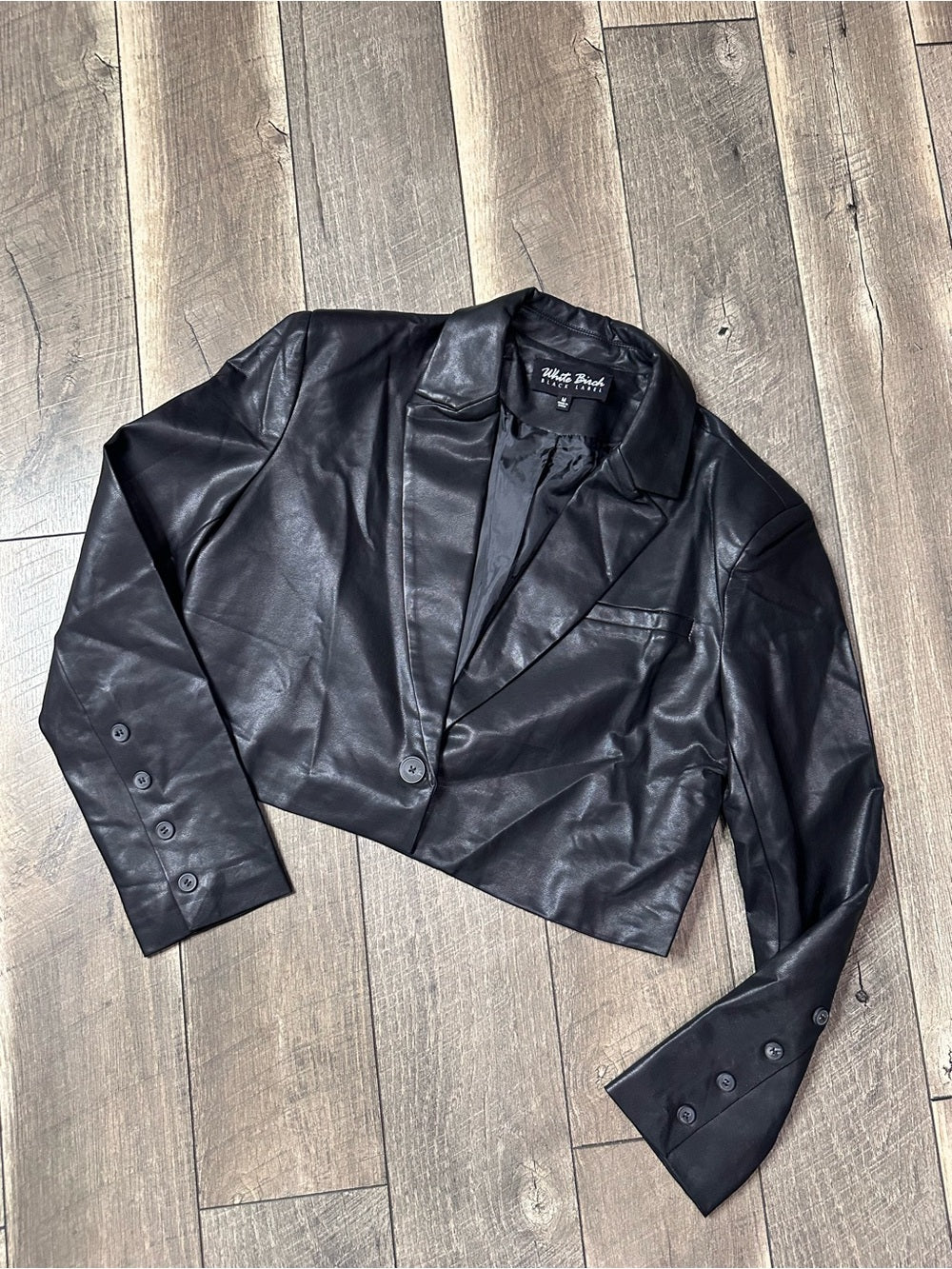 White Birch Black Label Crop Faux Leather Jacket