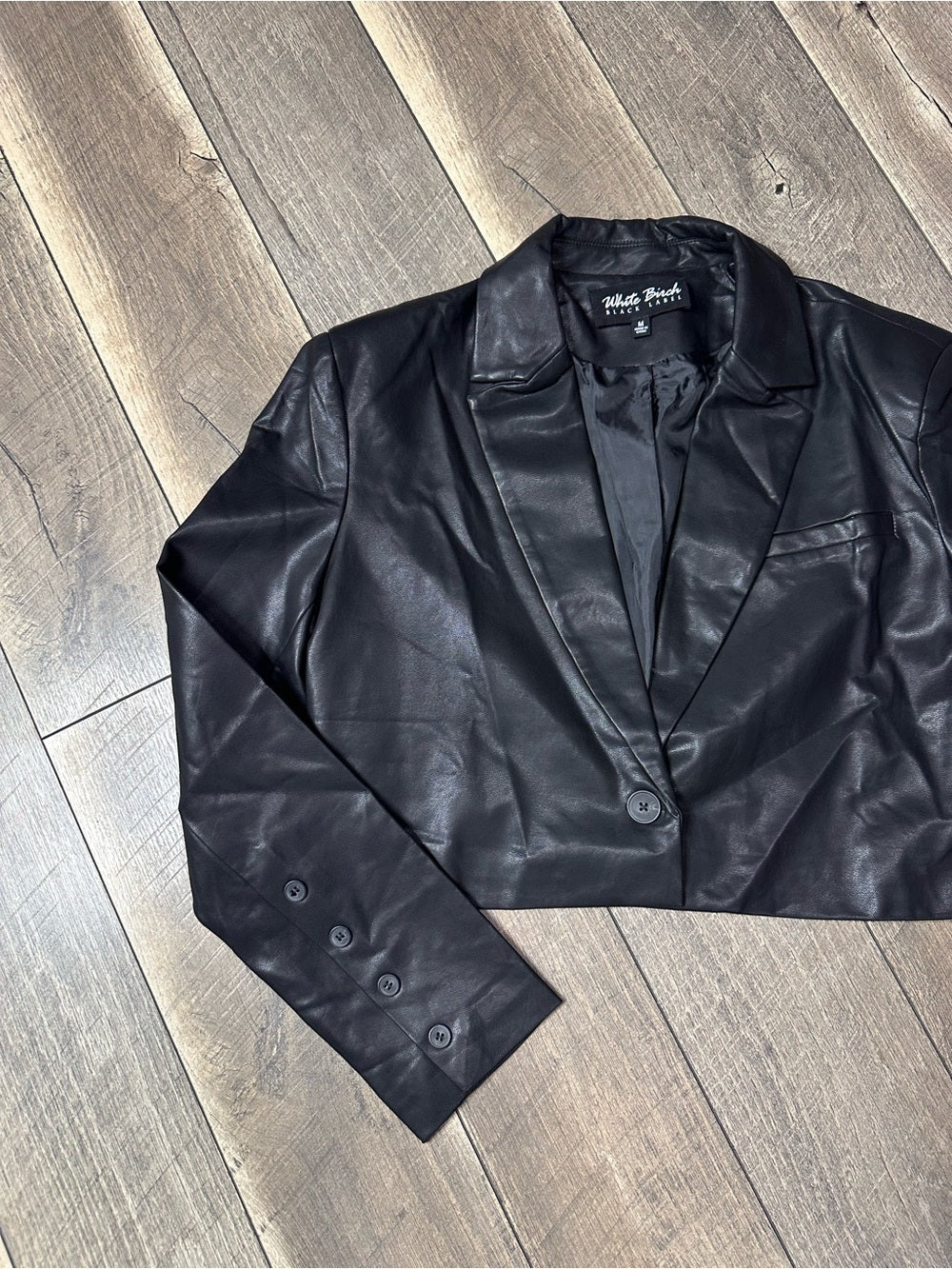 White Birch Black Label Crop Faux Leather Jacket