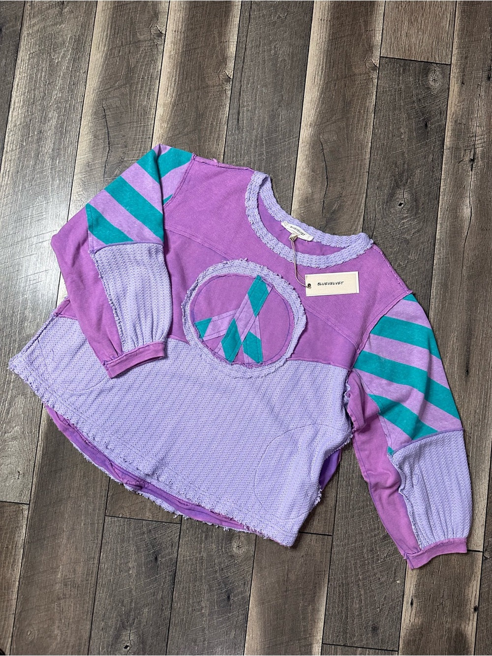 Blue Velvet Oversized Peace Pullover (has pockets)