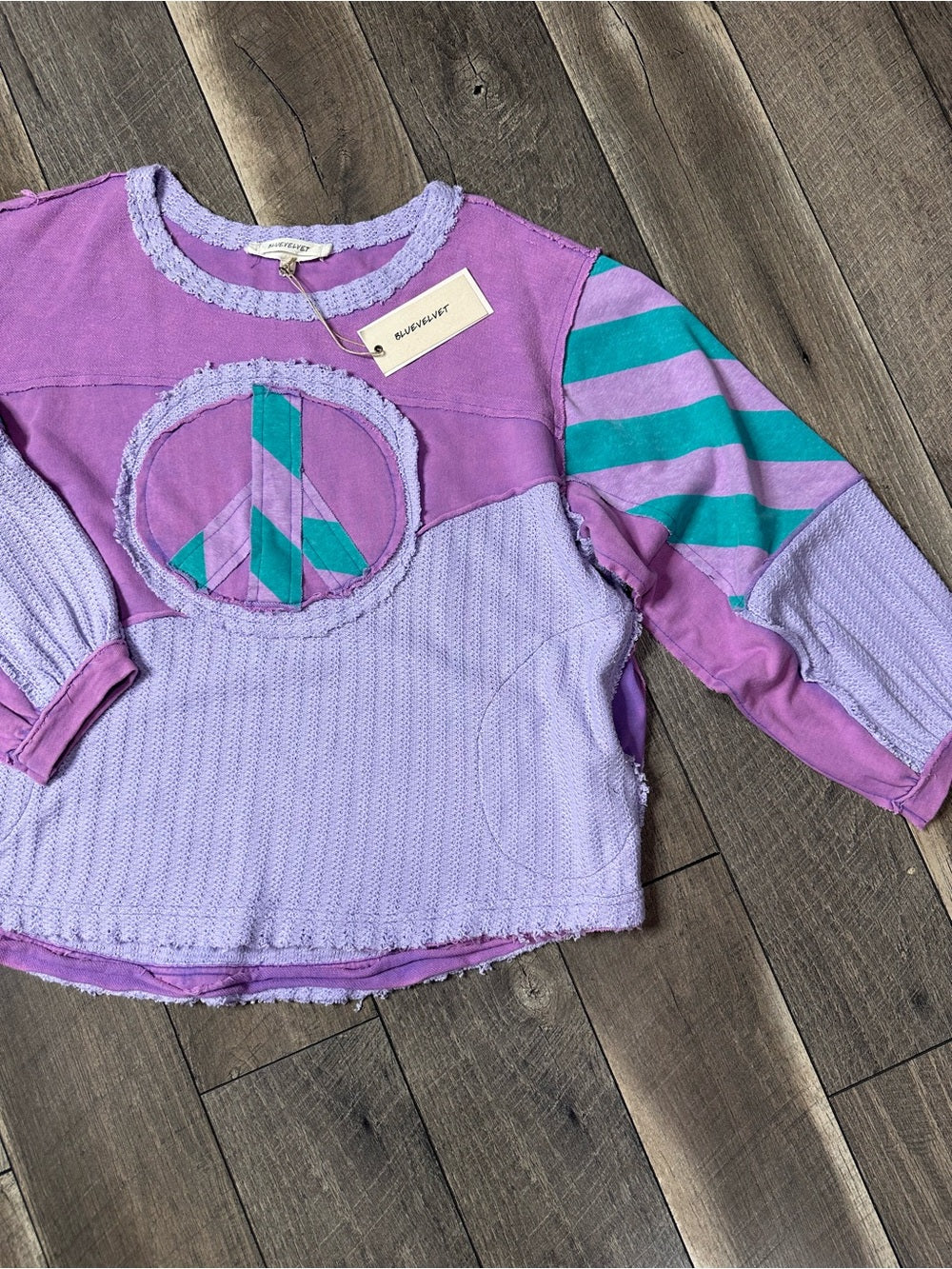 Blue Velvet Oversized Peace Pullover (has pockets)