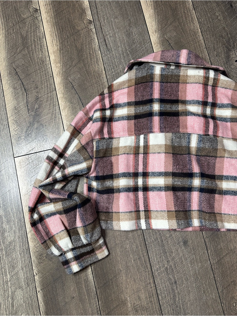 Hyfve Plaid Crop Button Down Shacket