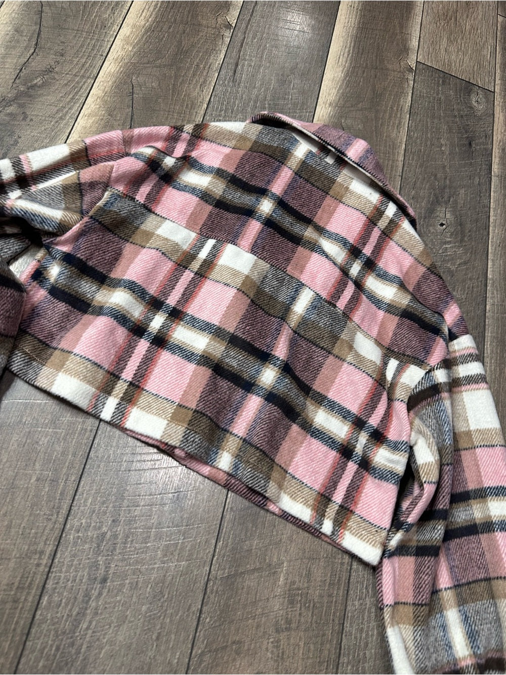 Hyfve Plaid Crop Button Down Shacket