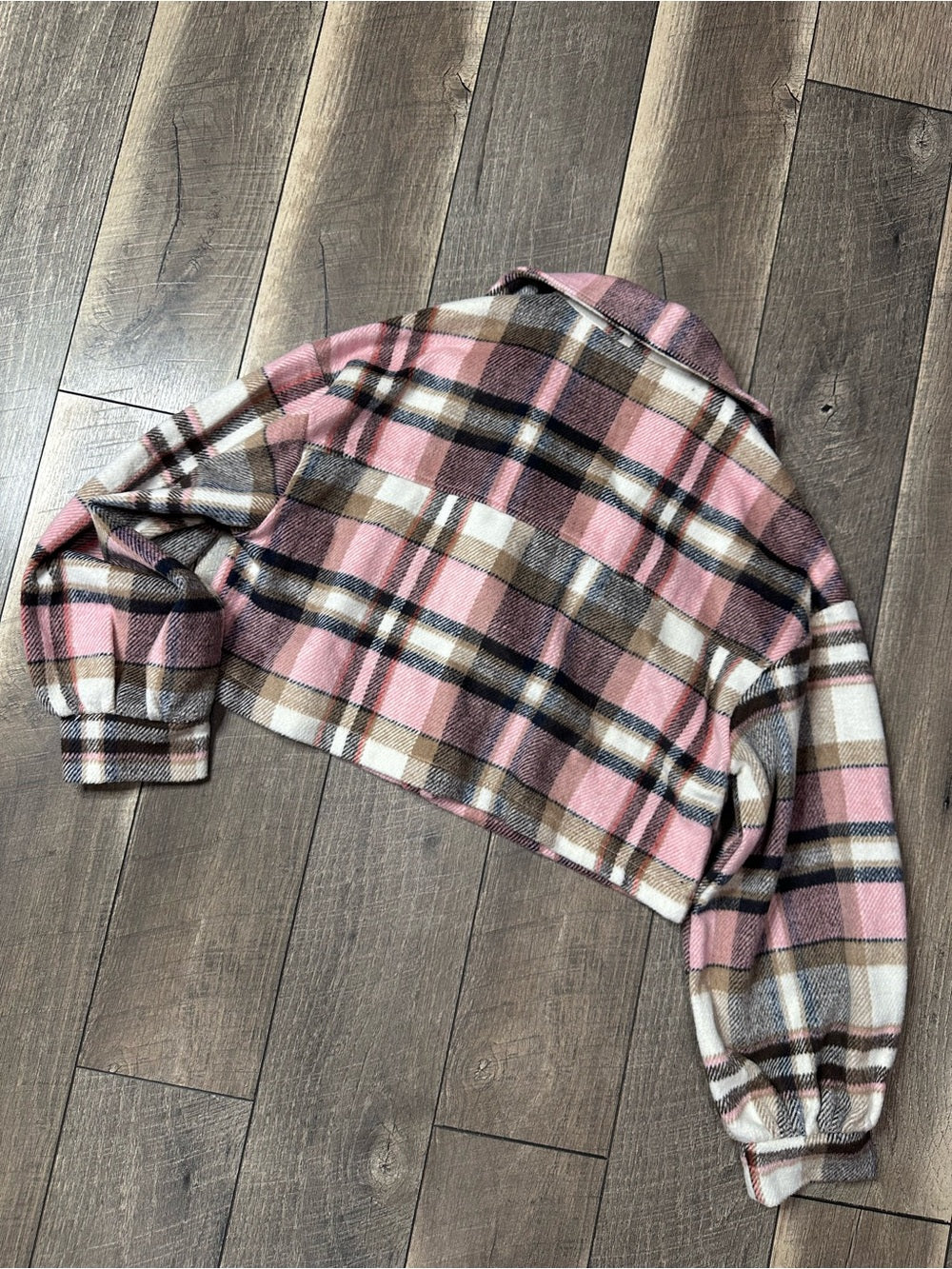 Hyfve Plaid Crop Button Down Shacket