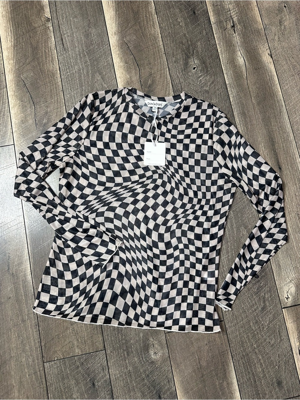 Davi & Dani Check Sheer Long Sleeve