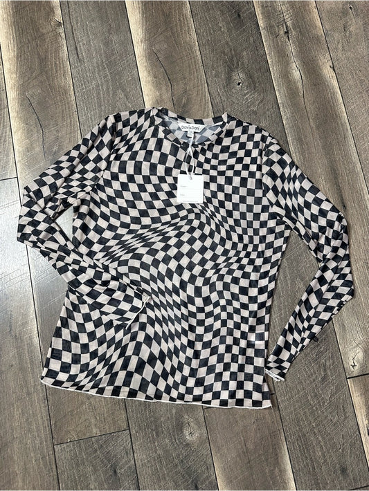 Davi & Dani Check Sheer Long Sleeve