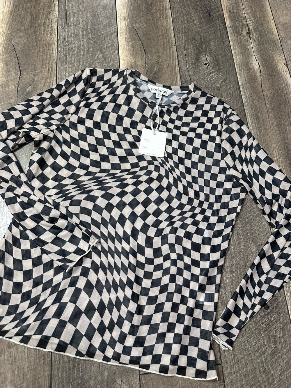Davi & Dani Check Sheer Long Sleeve