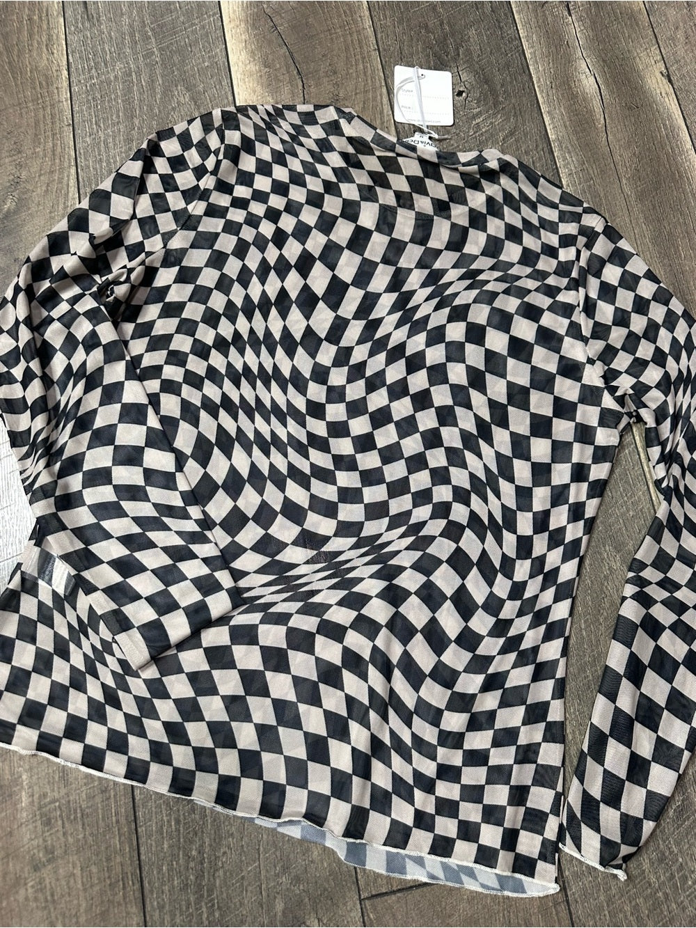 Davi & Dani Check Sheer Long Sleeve