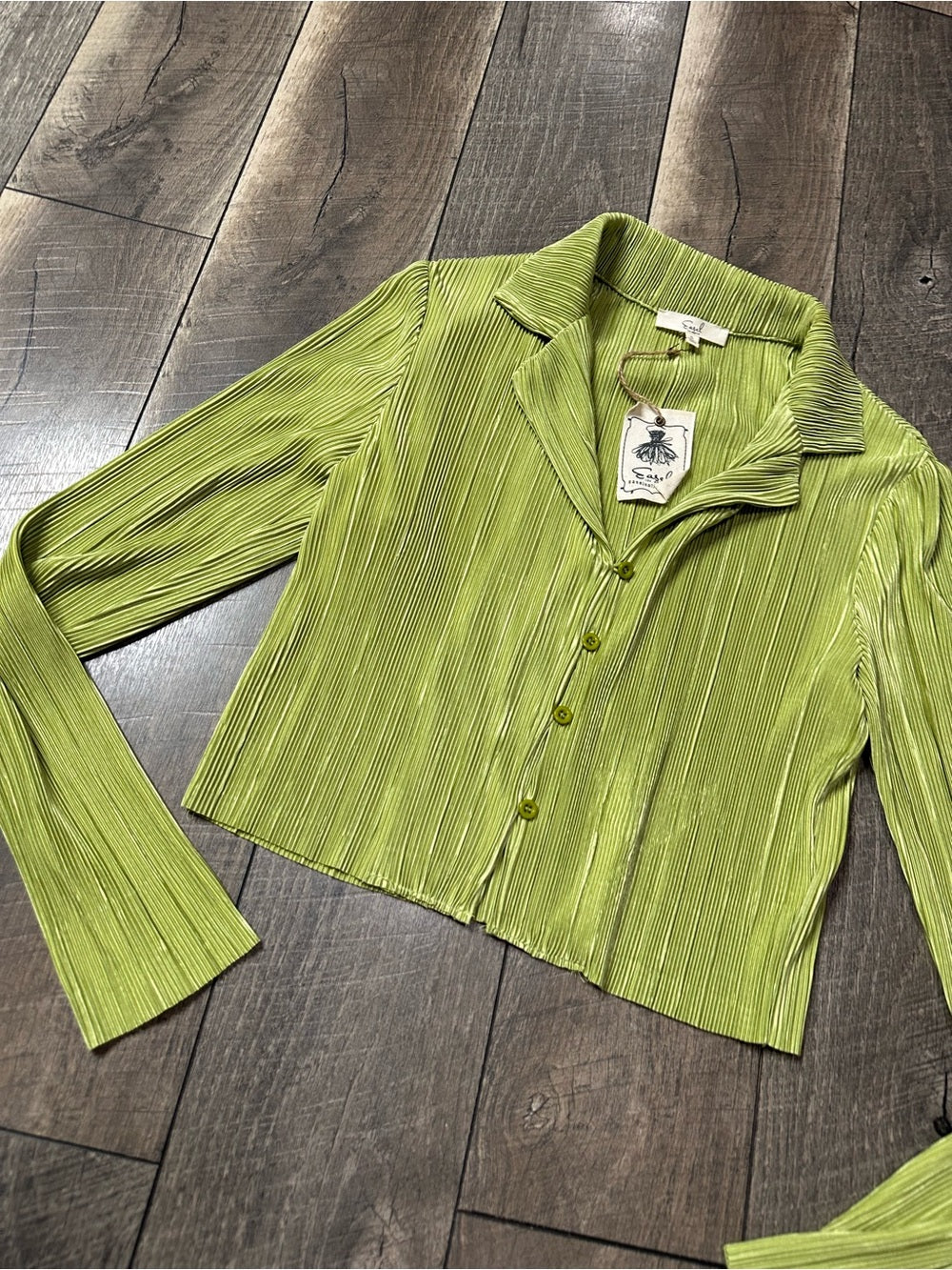 Easel Collared Button Front Long Sleeve Blouse