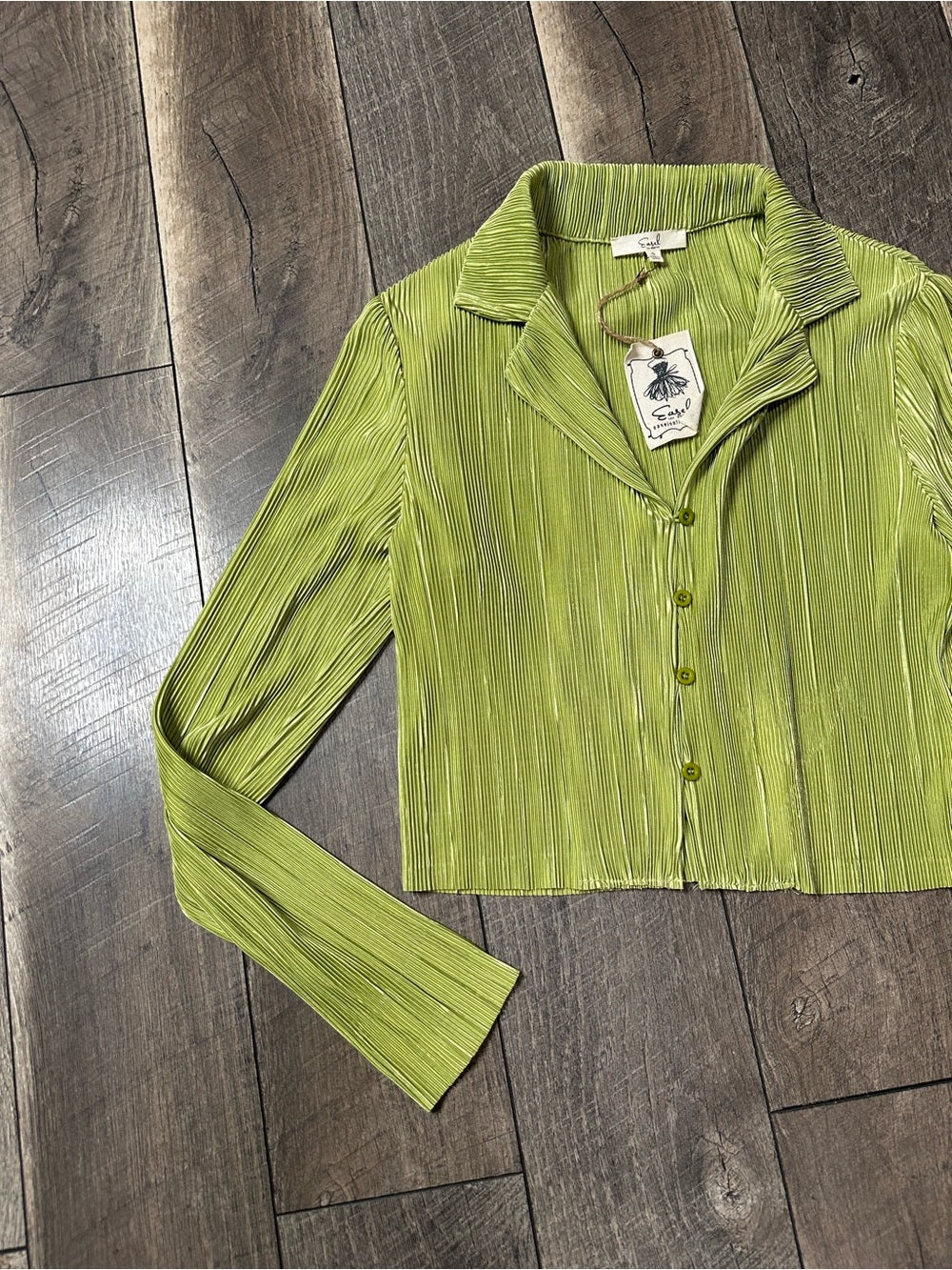 Easel Collared Button Front Long Sleeve Blouse