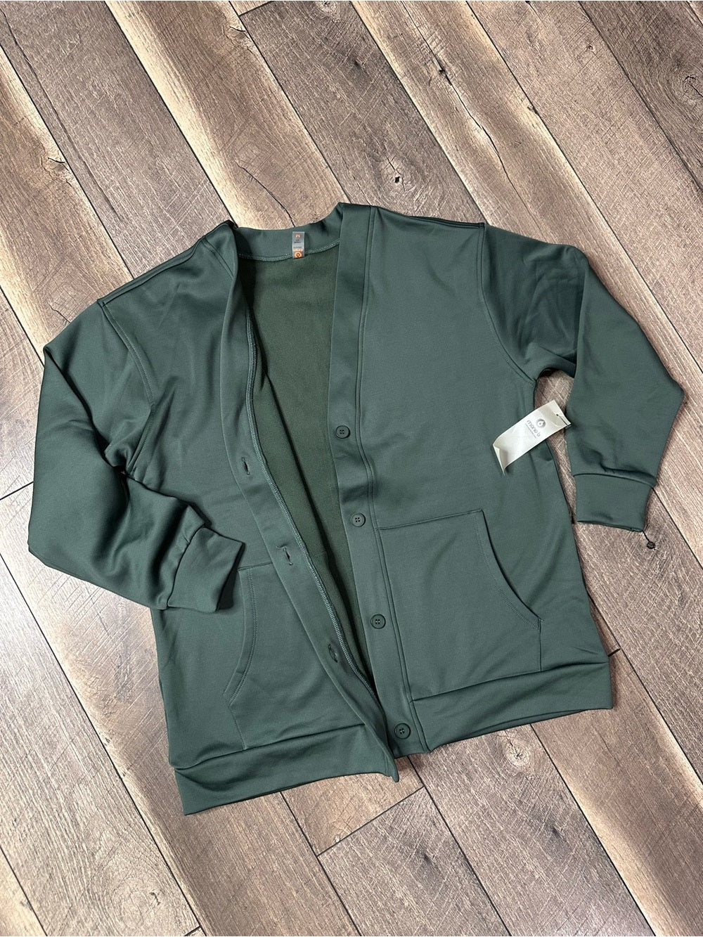 Mono B Pine Green Button Down Sweater