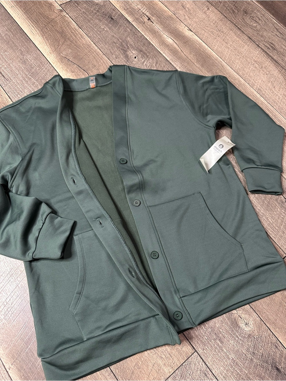 Mono B Pine Green Button Down Sweater