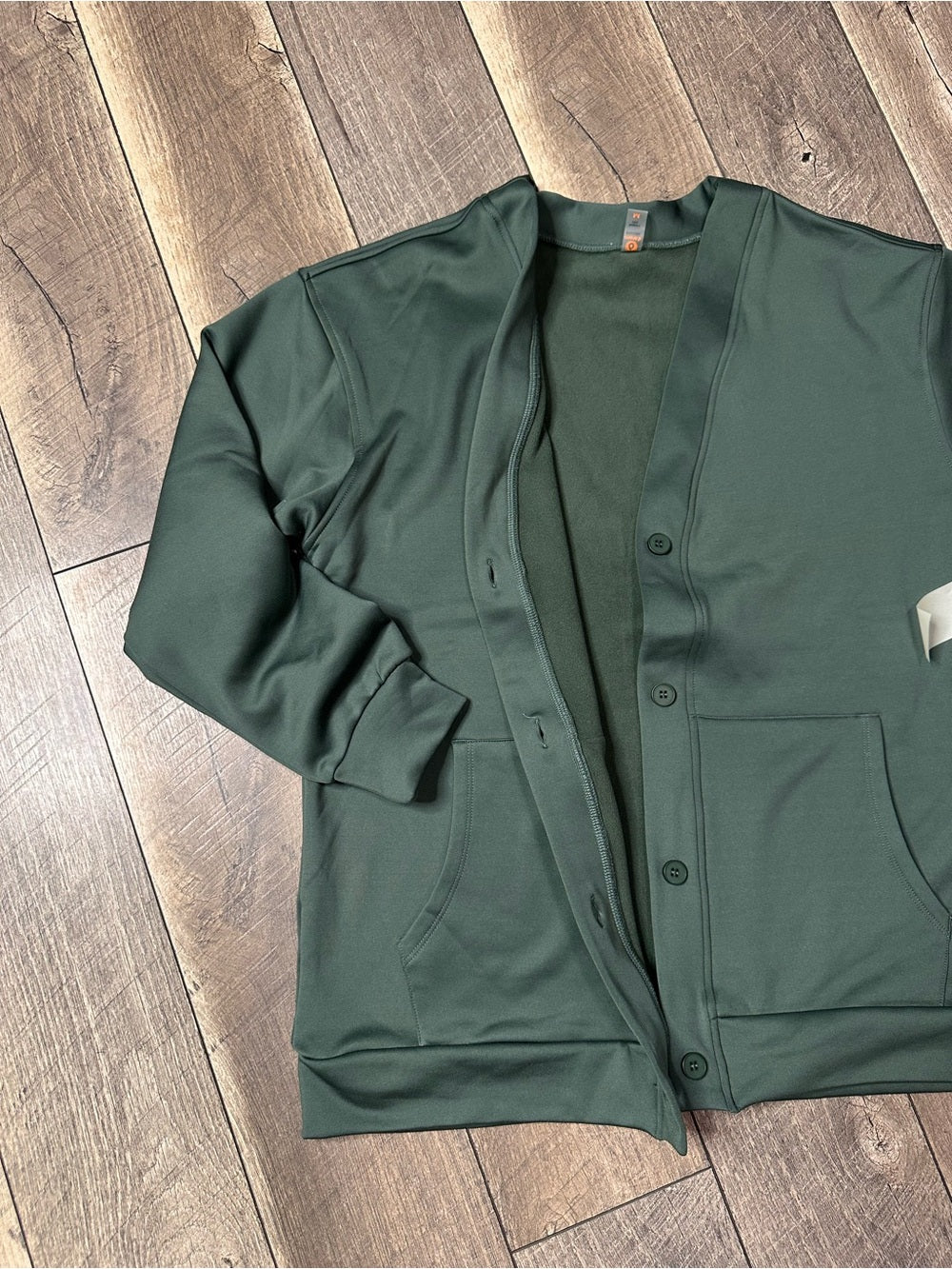 Mono B Pine Green Button Down Sweater