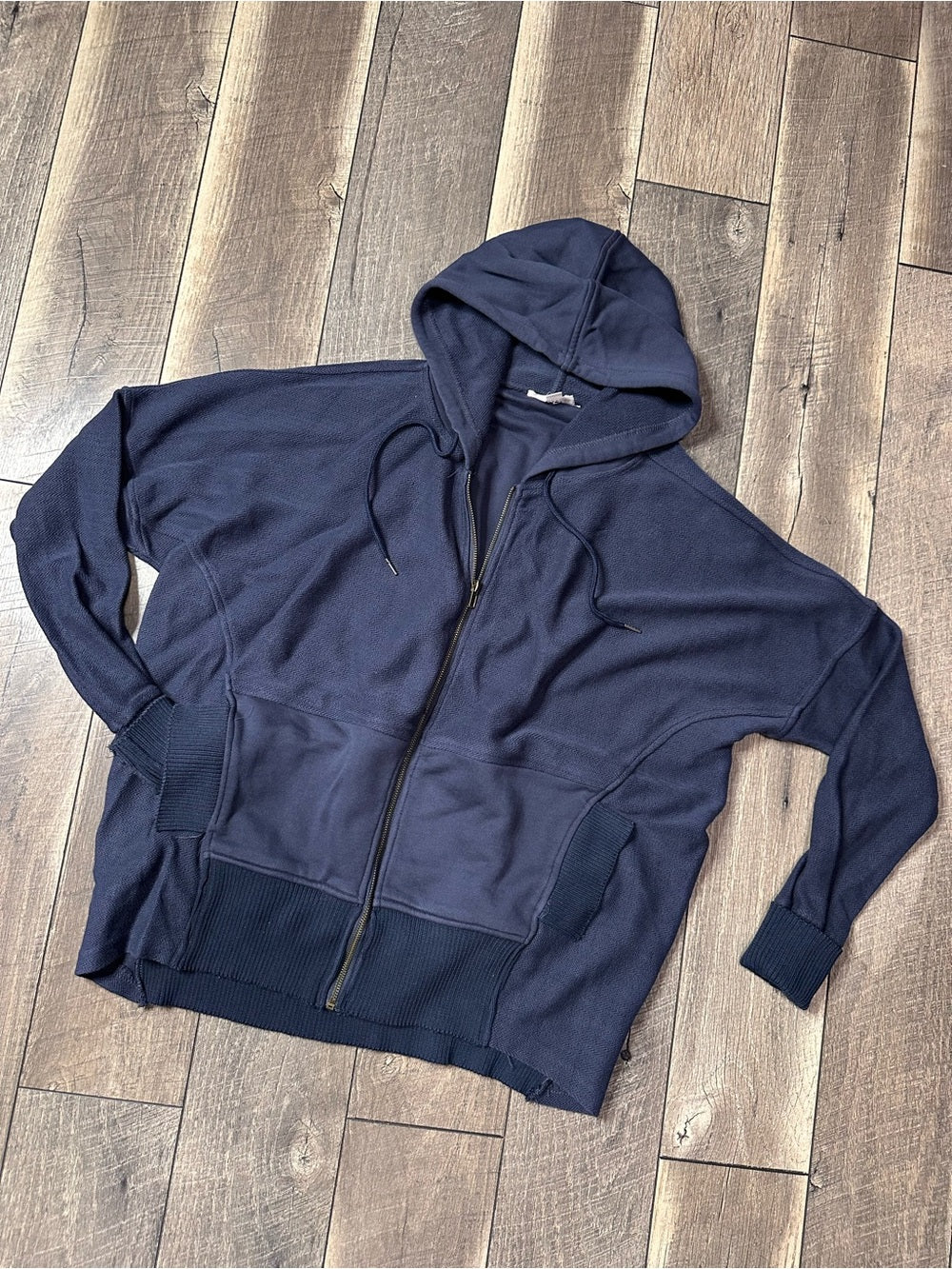 Bucket List Navy Hooded Oversized Zip Up
