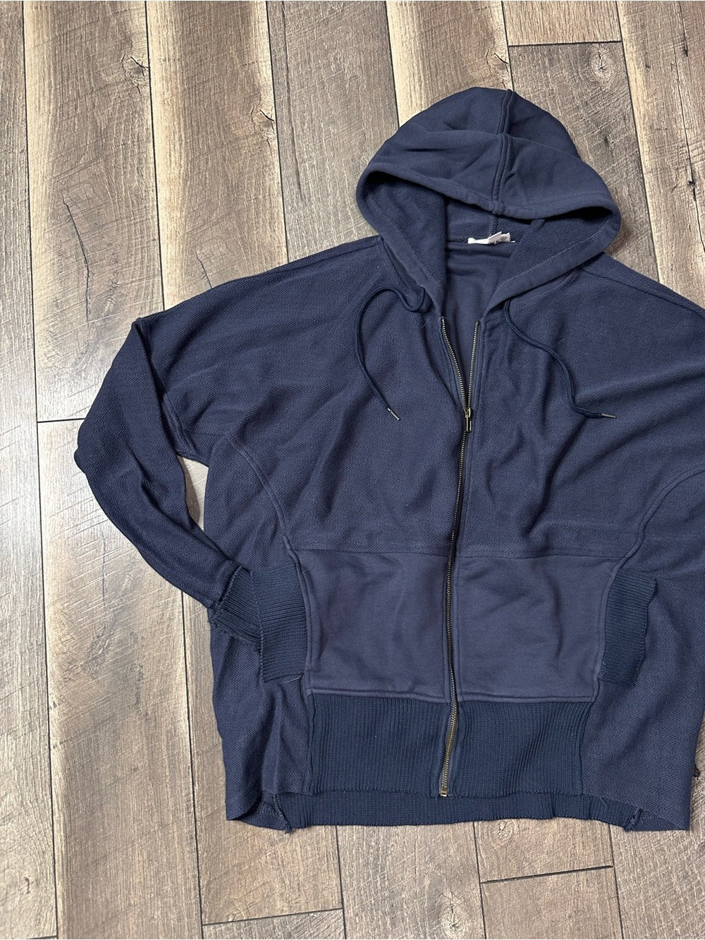 Bucket List Navy Hooded Oversized Zip Up