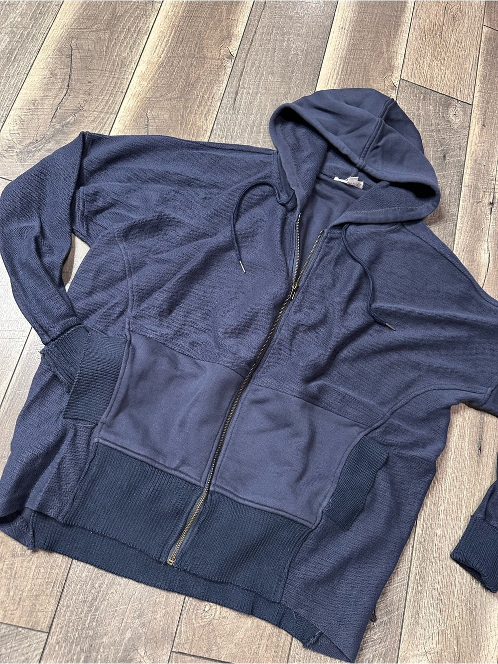 Bucket List Navy Hooded Oversized Zip Up